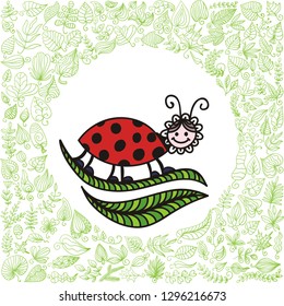 Cute cartoon lady bug. Vector illustration