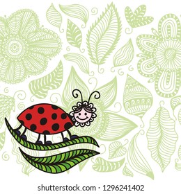 Cute cartoon lady bug. Vector illustration