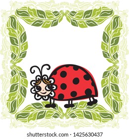 Cute cartoon lady bug. Vector illustration