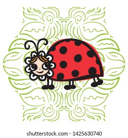 Cute cartoon lady bug. Vector illustration