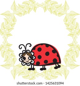 Cute cartoon lady bug. Vector illustration