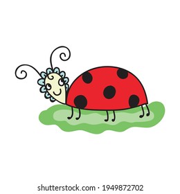 Cute cartoon lady bug. Vector illustration