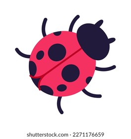 Cute cartoon ladybug beetle flat icon. Vector illustration