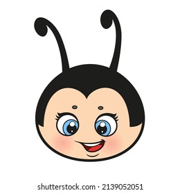 Cute cartoon ladybug head color variation for coloring page on a white background