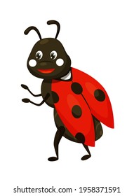 Cute cartoon ladybug isolated on white background