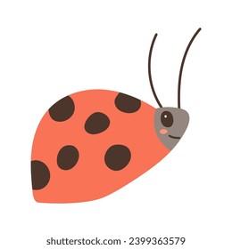 Cute caricatura ladybug en un fondo blanco. Carácter lindo para el diseño infantil. Ilustración vectorial plana.