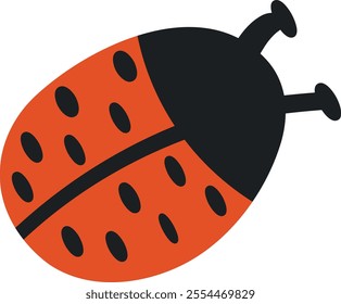 Cute Cartoon Ladybug with Red Wings and Black Spots