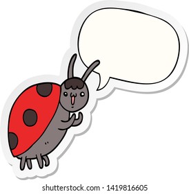 cute cartoon ladybug with speech bubble sticker