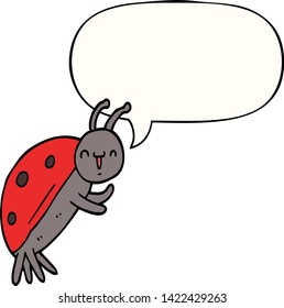 cute cartoon ladybug with speech bubble