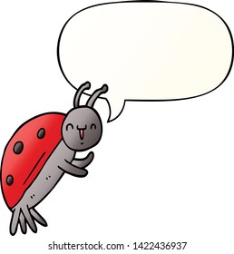 cute cartoon ladybug with speech bubble in smooth gradient style
