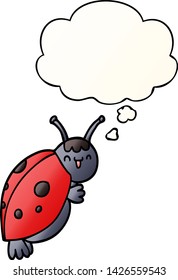 cute cartoon ladybug with thought bubble in smooth gradient style