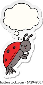 cute cartoon ladybug with thought bubble as a printed sticker