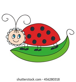 Cute cartoon ladybug. Vector illustration.