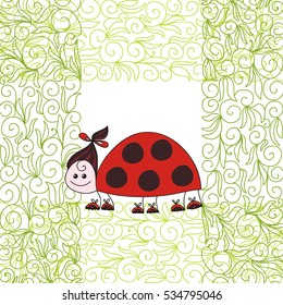 Cute cartoon ladybug. Vector illustration.