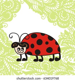 Cute cartoon ladybug. Vector illustration.