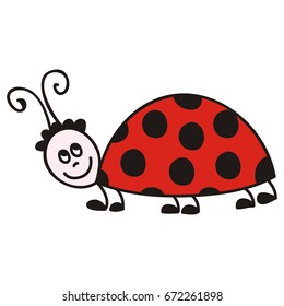 Cute cartoon ladybug. Vector illustration.