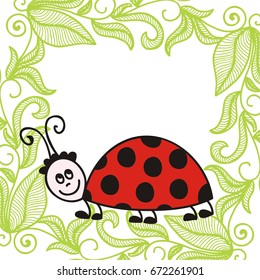 Cute cartoon ladybug. Vector illustration.
