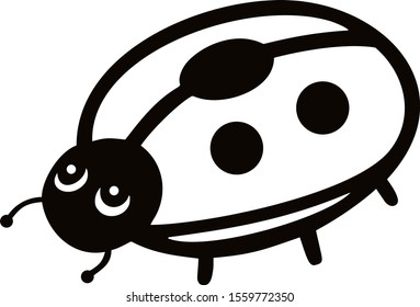 cute cartoon ladybugs, cute cartoon outline vector drawing