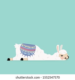 cute cartoon lama alpaca vector