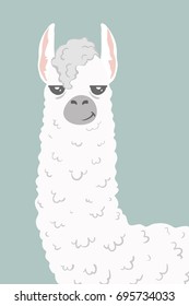 cute cartoon lama alpaca Vector Illustration. unique design for cards, posters, t-shirts, invitations