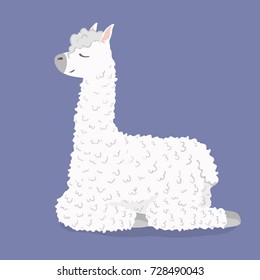 cute cartoon lama alpaca Vector Illustration. unique design for cards, posters, t-shirts, invitations