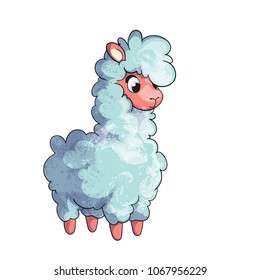 Cute cartoon lama. Character design. Vector illustration. Perfect for posters, stickers, greeting cards, notebooks and other childish accessories.
