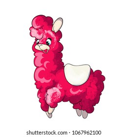 Cute cartoon lama. Character design. Vector illustration. Perfect for posters, stickers, greeting cards, notebooks and other childish accessories.
