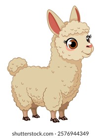 Cute cartoon lama. Vector isolated illustration.