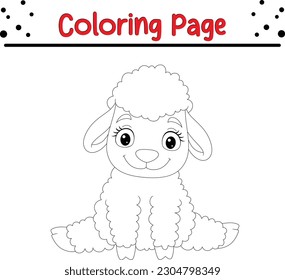 cute cartoon lamb coloring page book. Vector illustration for children. Sheep Coloring Page Illustration