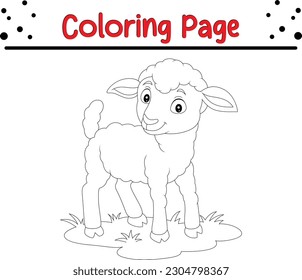 cute cartoon lamb coloring page book. Vector illustration for children. Sheep Coloring Page Illustration