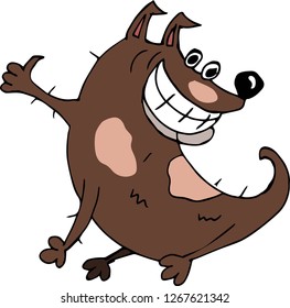 Cute Cartoon Laughing Dog Vector Illustration Stock Vector (Royalty