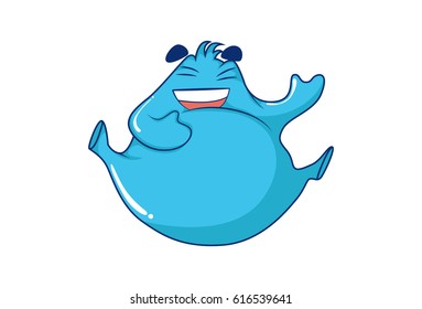 Cute Cartoon Laughing. Vector Illustration. Isolated on white background.