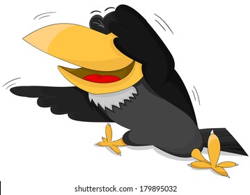 Cute cartoon laughing vector raven