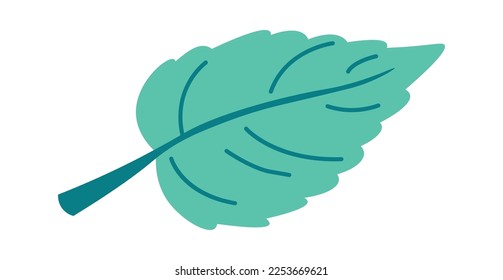 Cute cartoon leaf flat icon Green decor element. Vector illustration