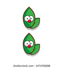 Cute cartoon leaves. Cute leaves in comic style.happy leaves with smiles