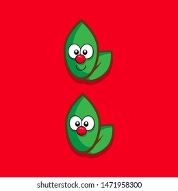 Cute cartoon leaves. Cute leaves in comic style.happy leaves with smiles