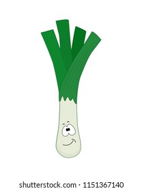 Cute cartoon leek vector illustration isolated on white background.