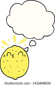 cute cartoon lemon with thought bubble
