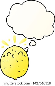 limón de dibujos animados lindo con burbuja de pensamiento en un estilo de gradiente suave