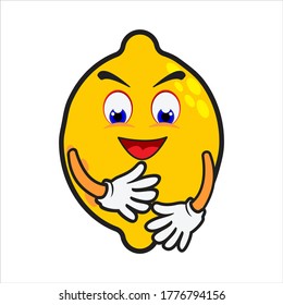 Cute cartoon lemon. Vector illustration.