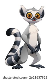 Cute cartoon lemur character. Vector illustration