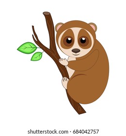 Cute cartoon lemur loris. Exotic animal. Vector illustration