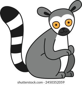 Cute cartoon lemur vector illustration