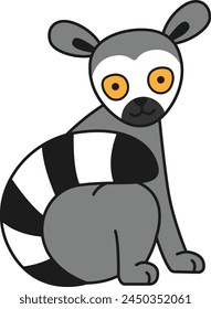 Ilustración vectorial de lémur de dibujos animados