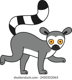 Cute cartoon lemur vector illustration