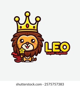 Cute Cartoon Leo zodiac Character Illustration