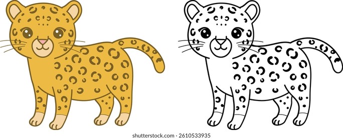 Cute Cartoon Leopard Illustration Coloring Book