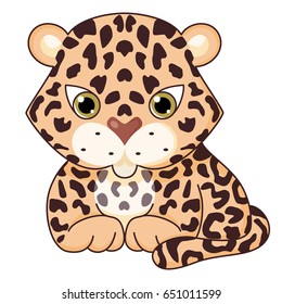 Cute cartoon leopard. Isolated on white background.