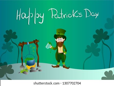 Cute cartoon leprechaun St. Patrick's Day illustration