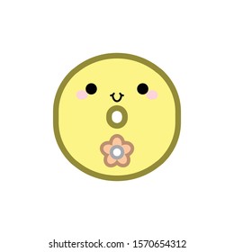 Cute cartoon letter O smiling face with eyes and mouth on white background. Cute ABC design for book cover, poster, card, print on baby's clothes, pillow etc. Vector illustration